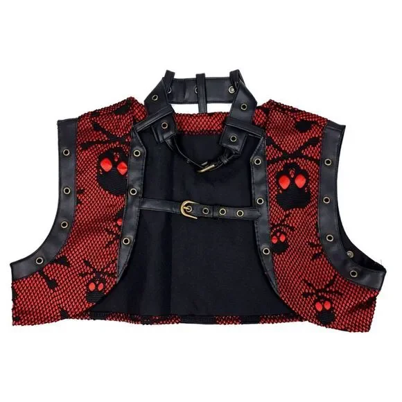 NWT Charmian Goth Steel Boned Steampunk Bustiers Corset Jacket Belt Medium Skull - Picture 8 of 10